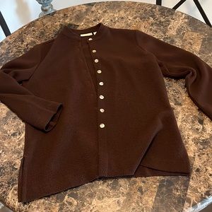 brown button up cardigan